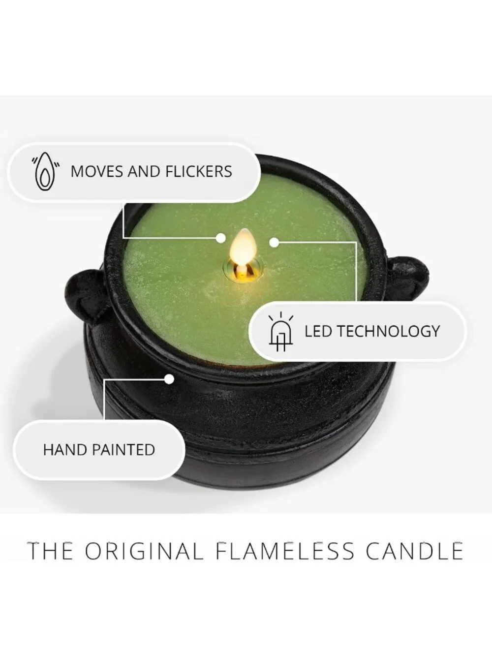 Flameless Flickering LED Candle - Spooky Halloween Decor, Real Wax, Matte Black